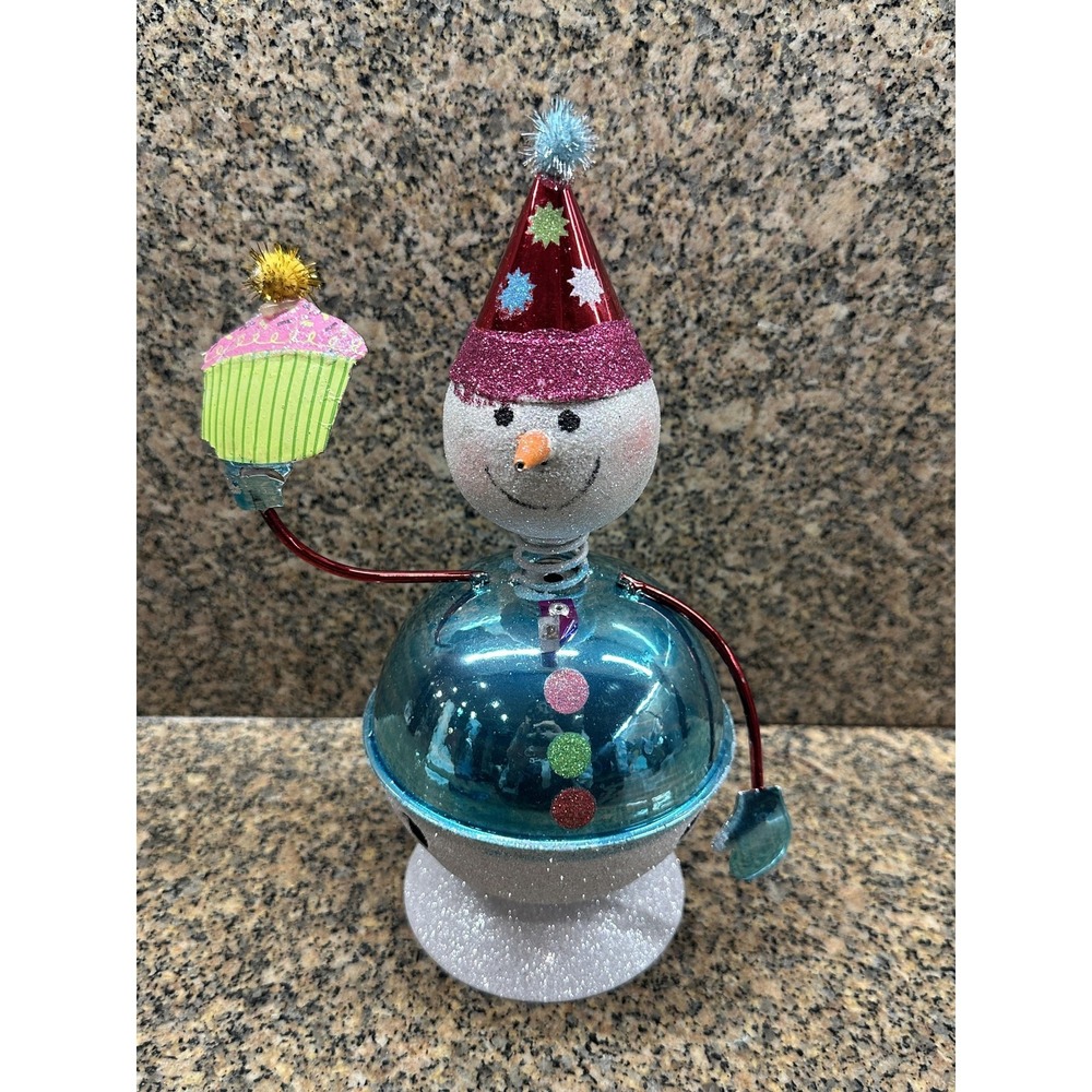 Glitter Jingle Bell‎ Snowman Party Hat Cupcake Christmas Decor Tabletop Holiday